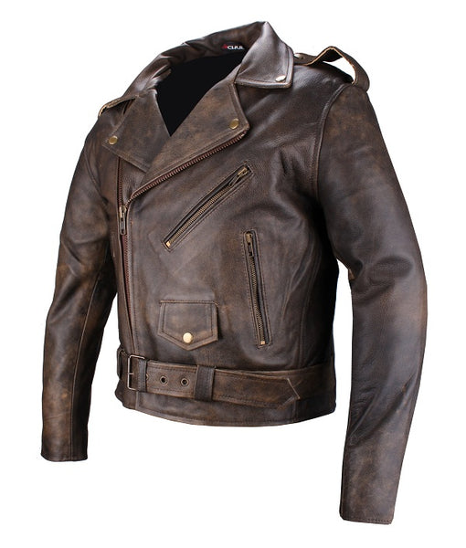 (103) Herren Biker Lederjacke *BRANDO-STYLE* Rindsleder ''ANTIK-LOOK''