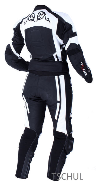 (187) Damen-Motorradkombi Rindsleder zweiteilige *BLACK-WHITE*