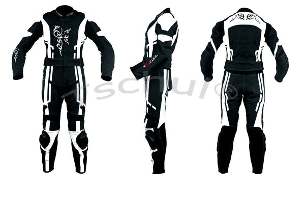 (187) Damen-Motorradkombi Rindsleder zweiteilige *BLACK-WHITE*