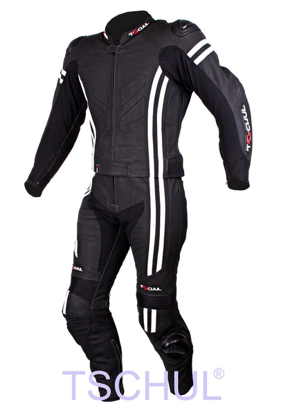 (555) Herren Motorrad Lederkombi *Black-White*