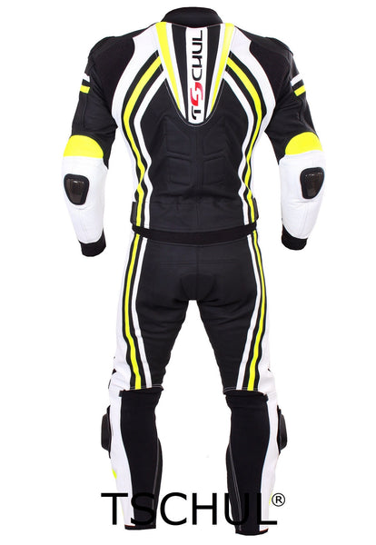 (555) Herren Motorrad Lederkombi *Black-White-Fluorescent*