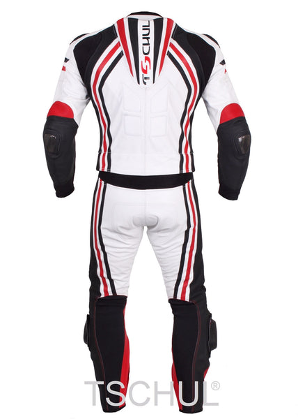 (555) Herren Motorrad Lederkombi *White-Black-Red*