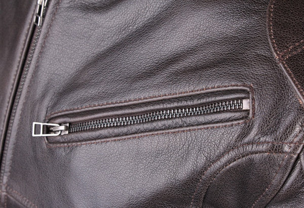 (0630) TSCHUL *VIN-1.0* URBANE LEDERJACKE VINTAGE 'BROWN'