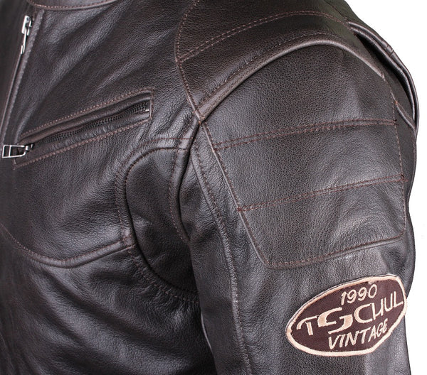 (0630) TSCHUL *VIN-1.0* URBANE LEDERJACKE VINTAGE 'BROWN'