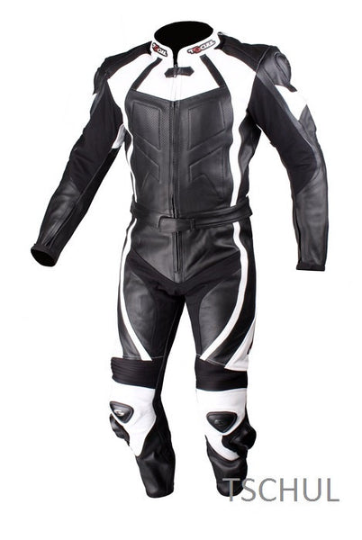 (770) Zweiteilige Motorrad-Lederkombi *Black-White*
