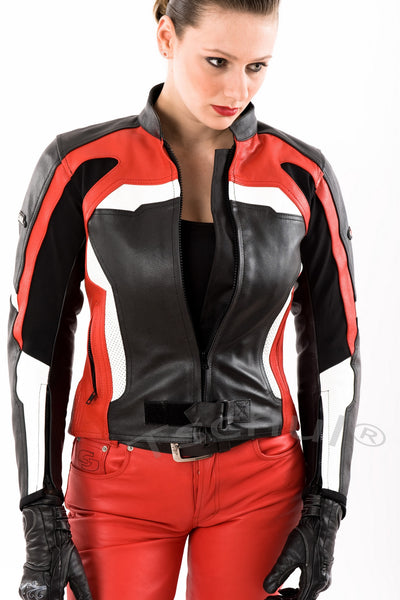 840 Damen Lederjacke Red