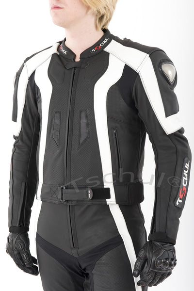 (727) Herren-Motorradkombi von TSCHUL *Black-White*