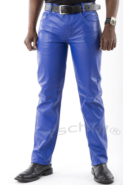 (411) Besondere Herren-Lederhose *BLAU* Aniline-Leder