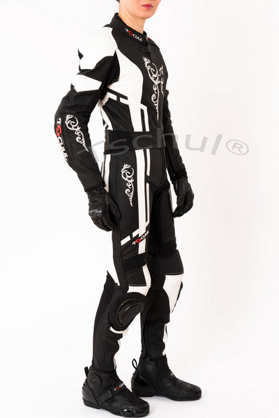 (187) Damen-Motorradkombi Rindsleder zweiteilige *BLACK-WHITE*