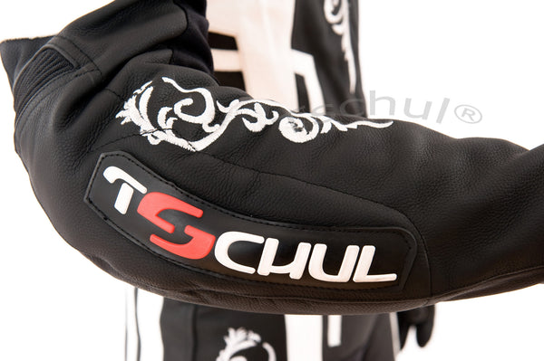 (187) Damen-Motorradkombi Rindsleder zweiteilige *BLACK-WHITE*