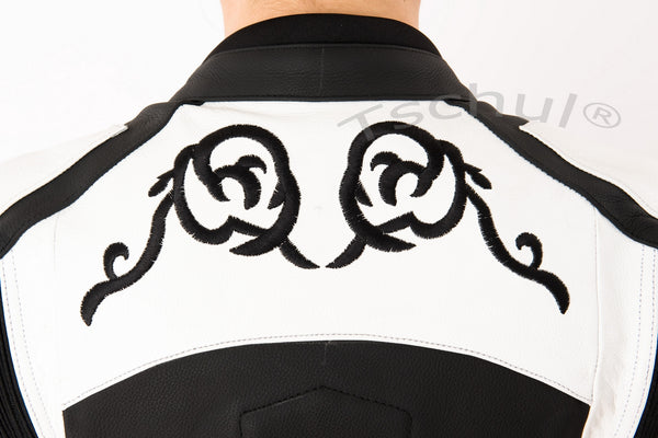 (187) Damen-Motorradkombi Rindsleder zweiteilige *BLACK-WHITE*