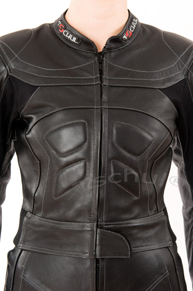 (726) zweiteilige Damen Motorrad-kombi Rindsleder *BLACK*