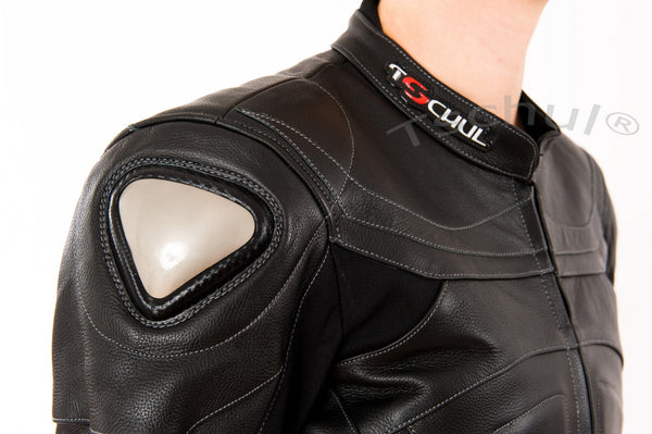 (726) zweiteilige Damen Motorrad-kombi Rindsleder *BLACK*