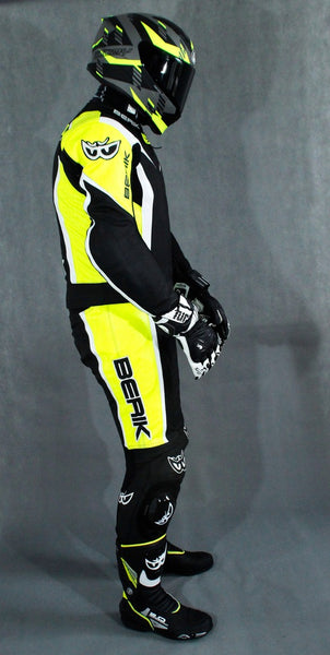 (2.0) *BERIK* 2-TEILER MOTORRAD LEDERKOMBI LS-2 10417 'BLACK/FLUORESCENT'