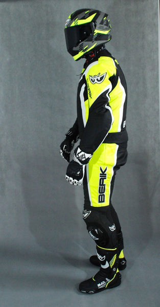 (2.0) *BERIK* 2-TEILER MOTORRAD LEDERKOMBI LS-2 10417 'BLACK/FLUORESCENT'