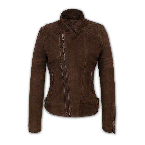 (0102) Damen Lederjacke "Berlin" Suede-Leder Braun