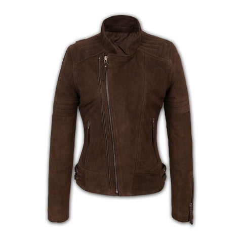 (0102) Damen Lederjacke "Berlin" Suede-Leder Braun