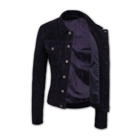 (0101) Damen Lederjacke *San Francisco* Suede-leder Black
