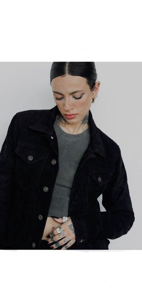(0101) Damen Lederjacke *San Francisco* Suede-leder Black