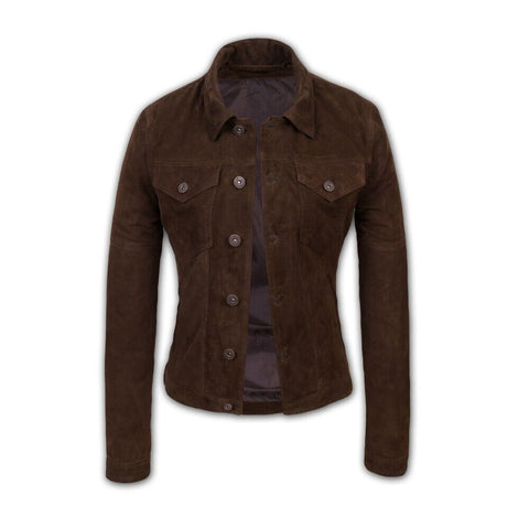 (0101) Damen Lederjacke *San Francisco* Suede-leder Braun