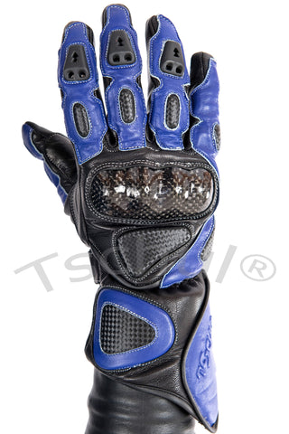 (212) Motorrad-Sporthandschuh Carbon Schutz *Blue*