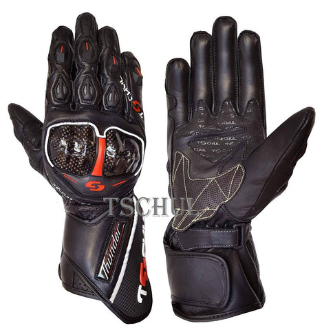 (0250) Tschul Racehandschuh ''THUNDER'' Carbon Schutz *BLACK*