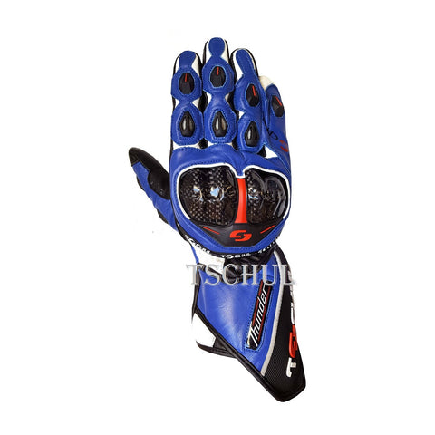 (0250) Tschul Racehandschuh ''THUNDER'' Carbon Schutz *BLUE*