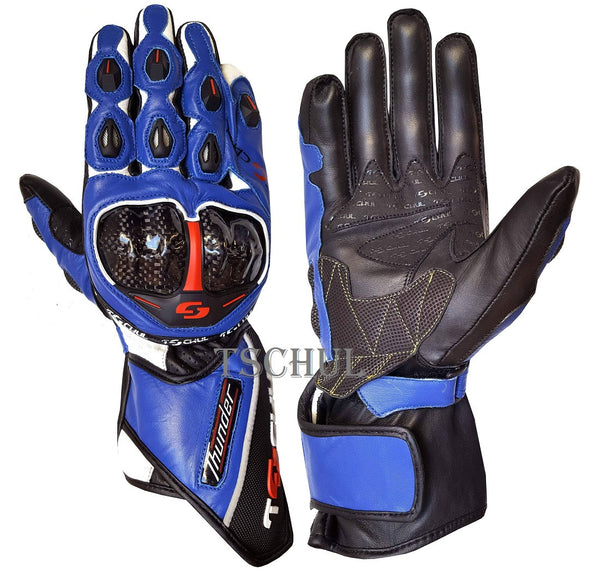 (0250) Tschul Racehandschuh ''THUNDER'' Carbon Schutz *BLUE*