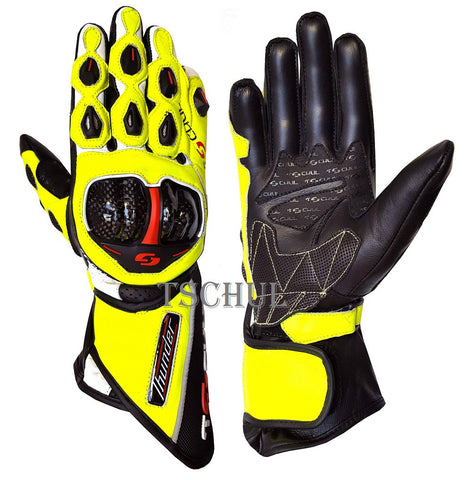 (0250) Tschul Racehandschuh ''THUNDER'' Carbon Schutz *FLUOR*