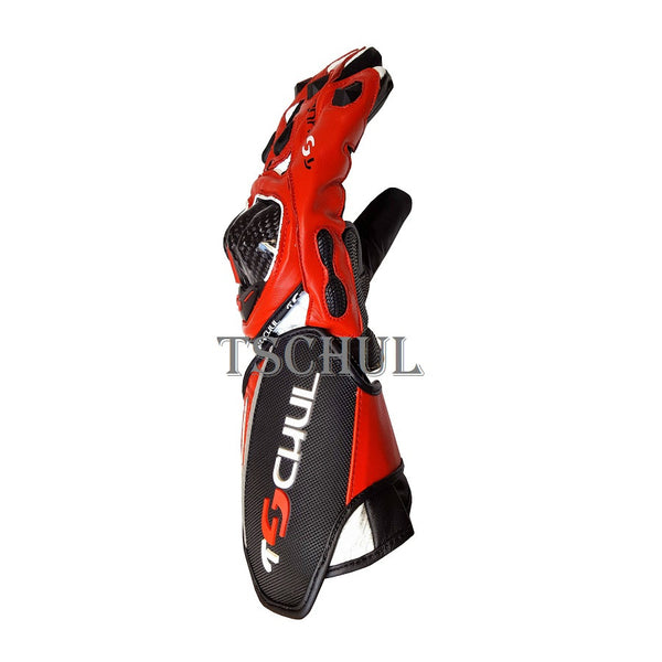 (0250) Tschul Racehandschuh ''THUNDER'' Carbon Schutz *RED*