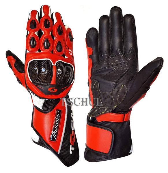 (0250) Tschul Racehandschuh ''THUNDER'' Carbon Schutz *RED*