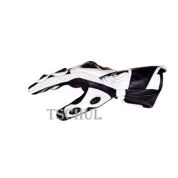 (0250) Tschul Racehandschuh ''THUNDER'' Carbon Schutz *WHITE*