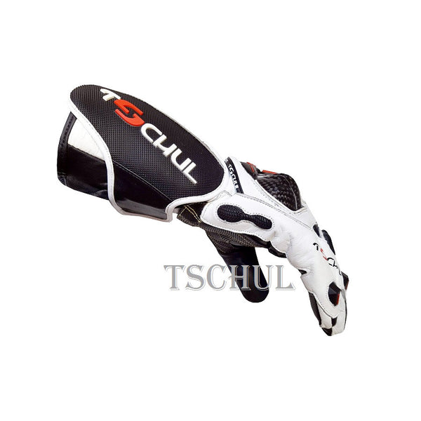 (0250) Tschul Racehandschuh ''THUNDER'' Carbon Schutz *WHITE*