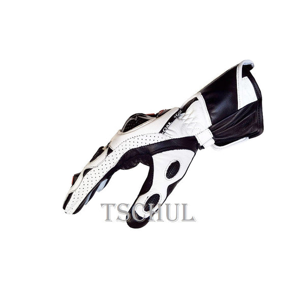 (0250) Tschul Racehandschuh ''THUNDER'' Carbon Schutz *WHITE*