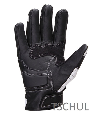 (0316) Motorrad Sporthandschuh Kurz Carbon Schutz *BLACK/WHITE*