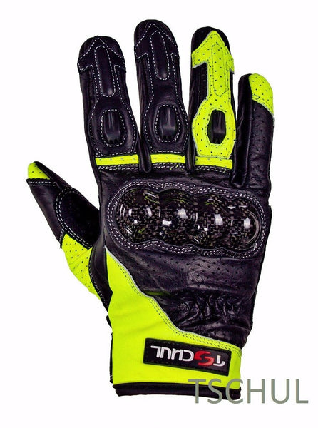 (0316) Motorrad Sporthandschuh Kurz Carbon Schutz *FLUORESCENT*