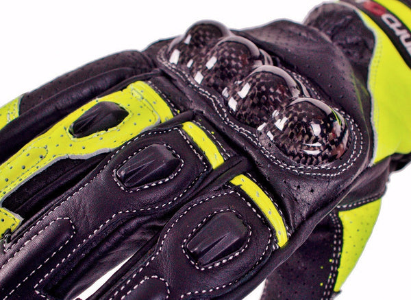 (0316) Motorrad Sporthandschuh Kurz Carbon Schutz *FLUORESCENT*