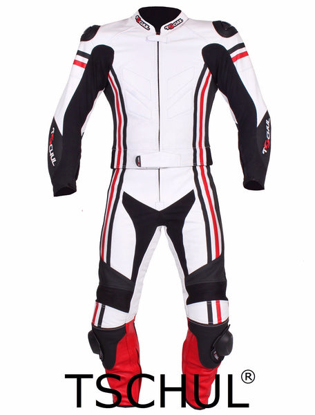 (555) Herren Motorrad Lederkombi *White-Black-Red*