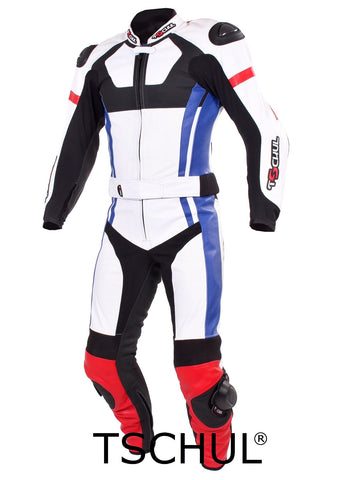 (580) Herren Motorradkombi White-Blue-Red