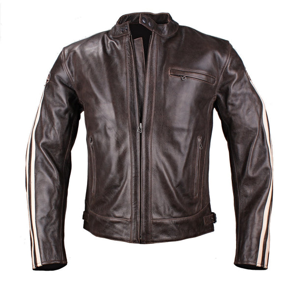 (0640) TSCHUL *VIN-2.0* LÄSSIGE BIKERJACKE OLDSCHOOL VINTAGE 'BROWN'