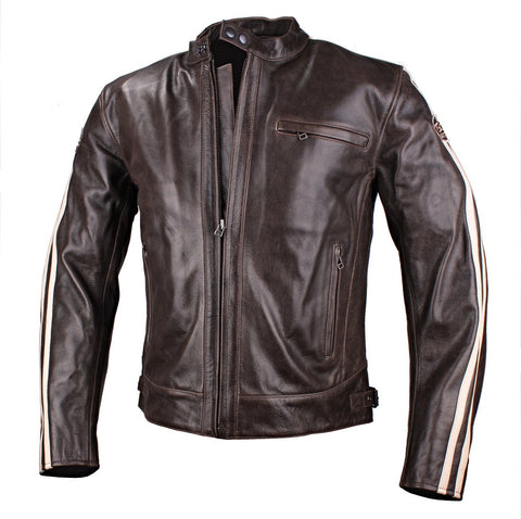 (0640) TSCHUL *VIN-2.0* LÄSSIGE BIKERJACKE OLDSCHOOL VINTAGE 'BROWN'