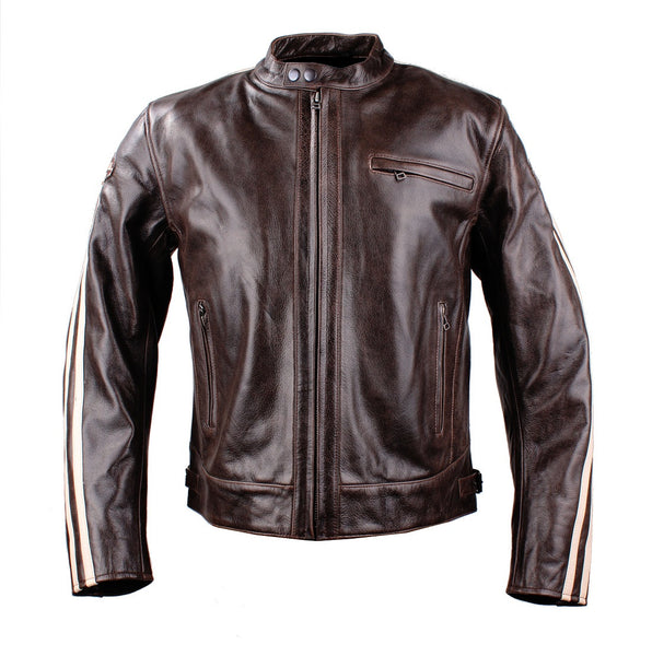 (0640) TSCHUL *VIN-2.0* LÄSSIGE BIKERJACKE OLDSCHOOL VINTAGE 'BROWN'