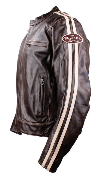 (0640) TSCHUL *VIN-2.0* LÄSSIGE BIKERJACKE OLDSCHOOL VINTAGE 'BROWN'