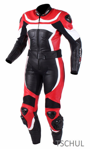 (726) zweiteilige Damen Motorrad-kombi Rindsleder *RED*