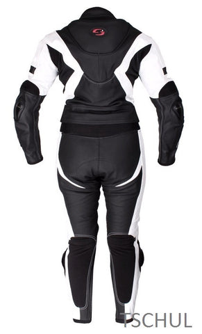 (736) zweiteilige Damen Motorrad Sport-kombi *BLACK-WHITE*