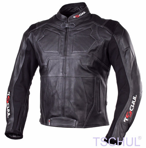 (0850) TSCHUL Racing Motorrad Lederjacke *PREMIUM-QUALITY* All Black