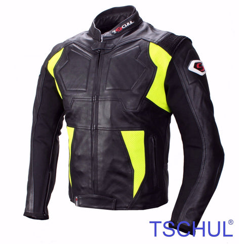 (0850) TSCHUL Racing Motorrad Lederjacke *PREMIUM-QUALITY* Fluorescent