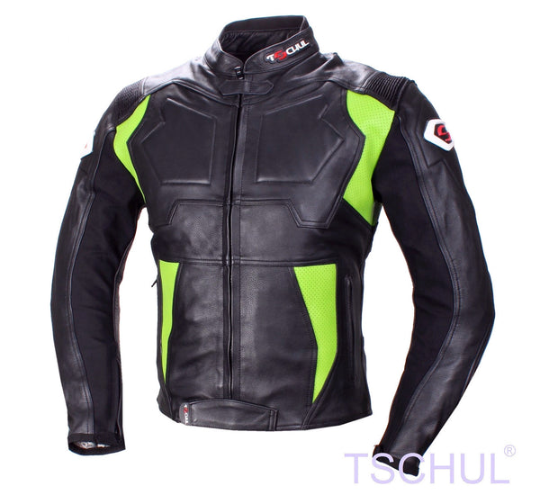 (0850) TSCHUL Racing Motorrad Lederjacke *PREMIUM-QUALITY* Green