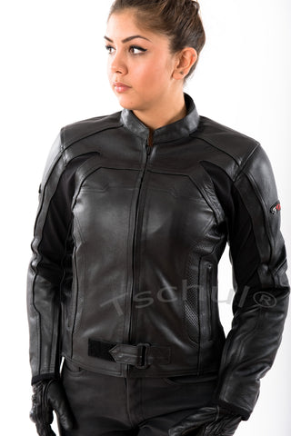 840 Damen Lederjacke All Black