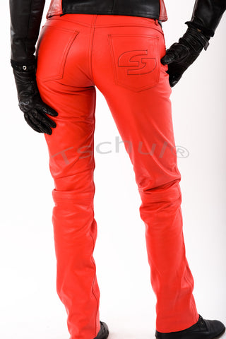 411 Damen-Lederhose Red